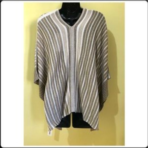 White + Warren linen V sweater poncho Nwt - Picture 5 of 5